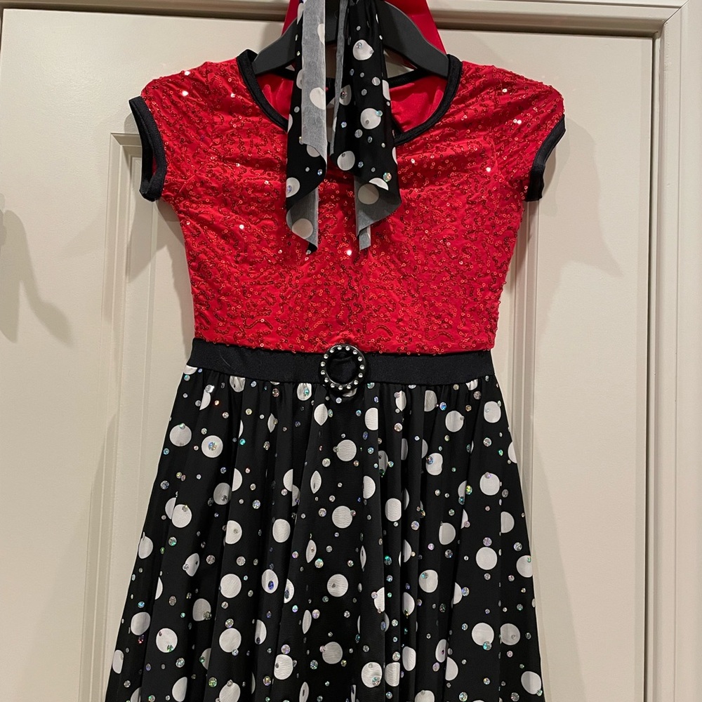 Red/Black/White Dance Costume Size Child Medium